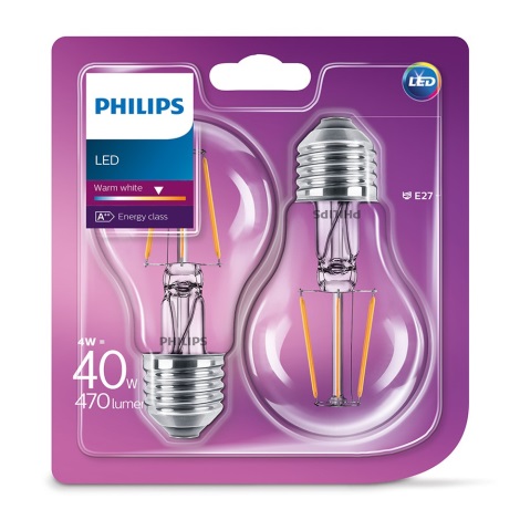KOMPLET 2x LED Žarnica VINTAGE Philips E27/4W/230V 2700K