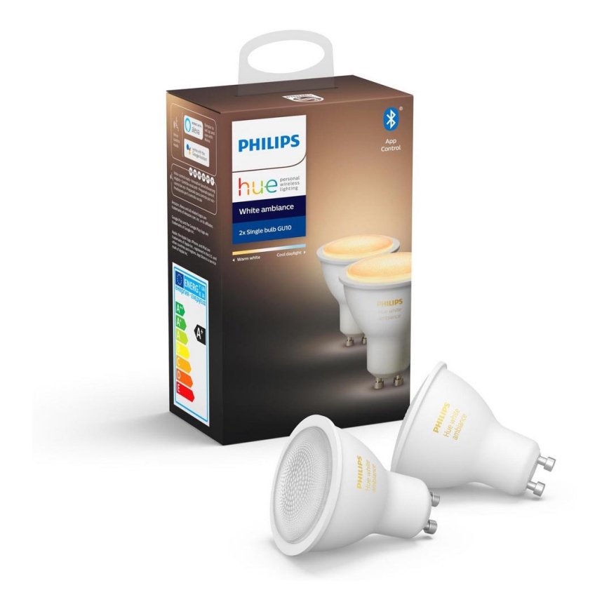 KOMPLET 2x LED Zatemnitvena žarnica Philips Hue WHITE AMBIANCE GU10/5W/230V 2200-6500K