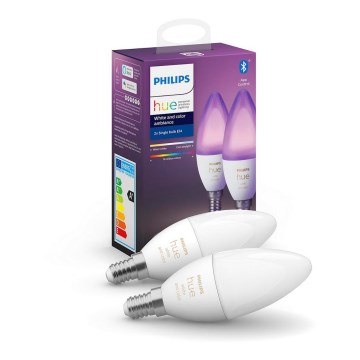 KOMPLET 2x LED Zatemnitvena žarnica Philips Hue WHITE AND COLOR AMBIANCE B39 E14/5,3W/230V 2200K - 6500K