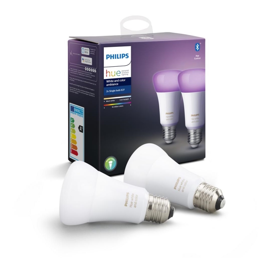 KOMPLET 2x LED Zatemnitvena žarnica Philips Hue White And Color Ambiance E27/9W/230V 2000-6500K