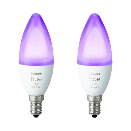 KOMPLET 2x LED Zatemnitvena žarnica Philips Hue WHITE AND COLOR AMBIANCE B39 E14/5,3W/230V 2200K - 6500K