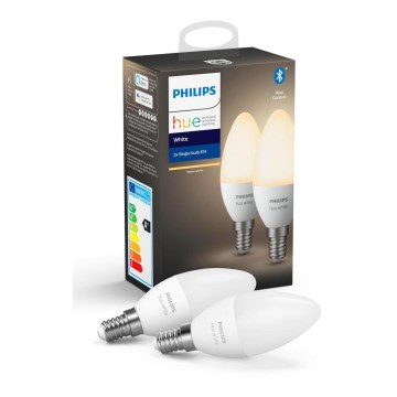 KOMPLET 2x LED Zatemnitvena žarnica Philips Hue WHITE E14/5,5W/230V 2700K