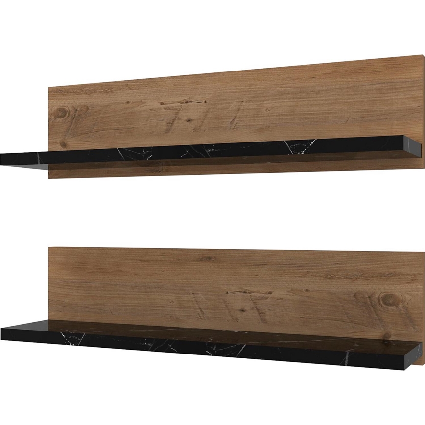 Komplet 2x police SHELFIE borovina/črna