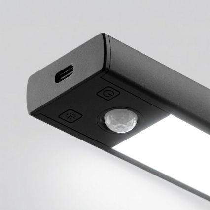 Komplet 2x LED polnilnih luči za pohištvo s senzorjem gibanja in sumraka VIRO LED/1,2W/3,7V 800 mAh 3000/4000/6500K 30 cm črna