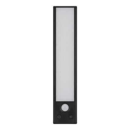Komplet 2x LED polnilnih luči za pohištvo s senzorjem gibanja in sumraka VIRO LED/1,2W/3,7V 800 mAh 3000/4000/6500K 30 cm črna