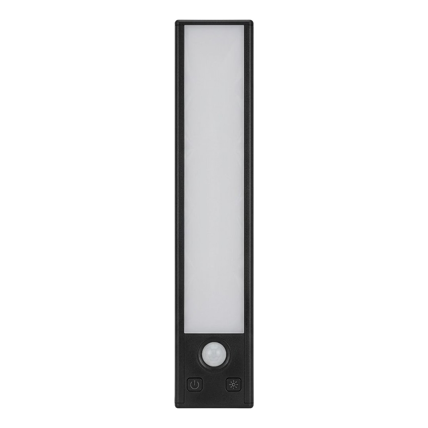 Komplet 2x LED polnilnih luči za pohištvo s senzorjem gibanja in sumraka VIRO LED/1,2W/3,7V 800 mAh 3000/4000/6500K 30 cm črna