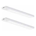 Komplet 2x polnilna LED osvetlitev za pohištvo z senzorjem gibanja in senzorjem mraka VIRO LED/1,2W/3,7V 800 mAh 3000/4000/6500K 30 cm bela