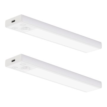 Komplet 2x polnilne LED osvetlitve za pohištvo s senzorjem gibanja in mraka VIRO LED/1W/3,7V 800 mAh 3000/4000/6500K 20 cm bela