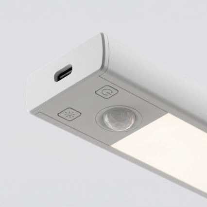 Komplet 2x polnilna LED osvetlitev za pohištvo s senzorjem gibanja in mraka VIRO LED/1W/3,7V 800 mAh 3000/4000/6500K 20 cm bela