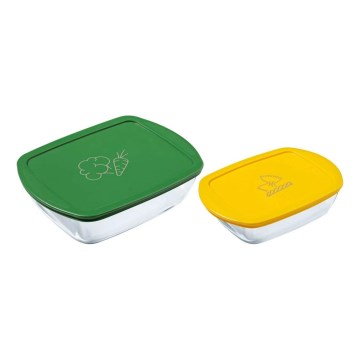 Komplet 2x steklenih posod za živila PYREX 1,2/2,5 l