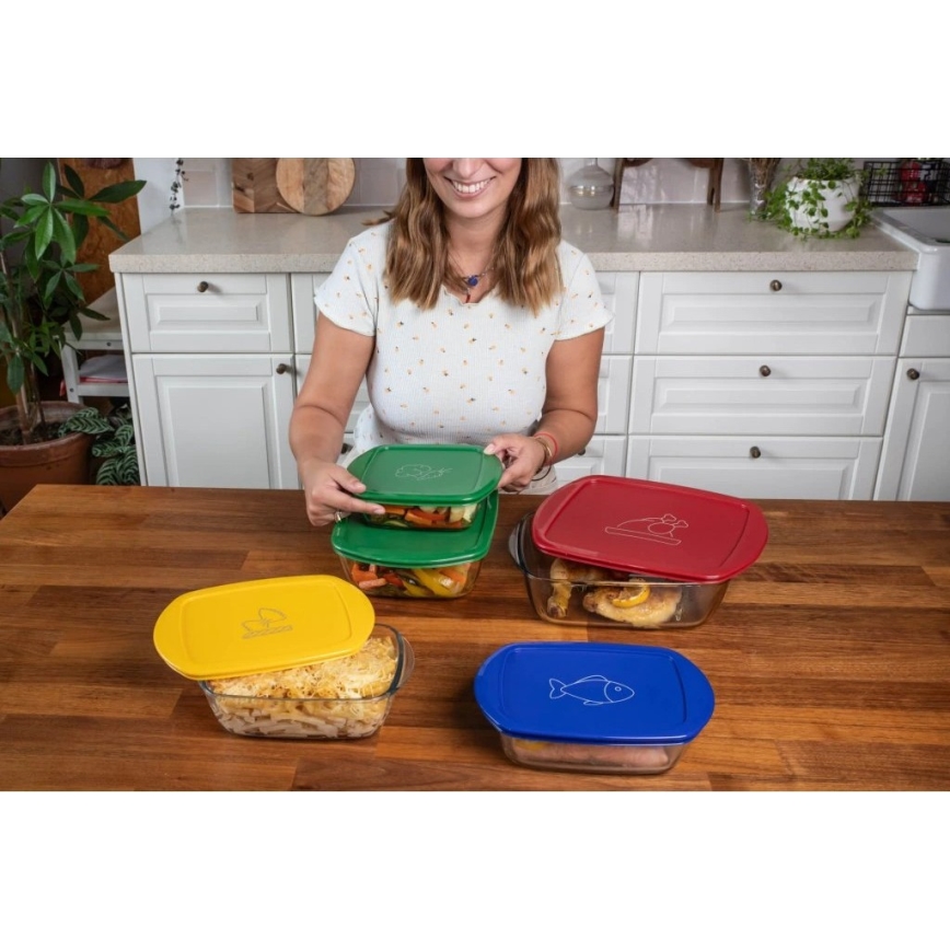 Komplet 2x steklenih posod za živila PYREX 1,2/2,5 l