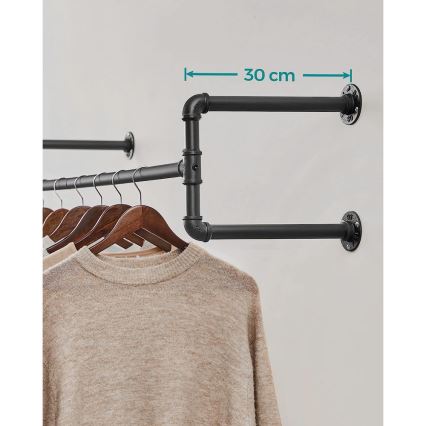 Komplet 2x stenski obešalnik za obešalke LINEA črn