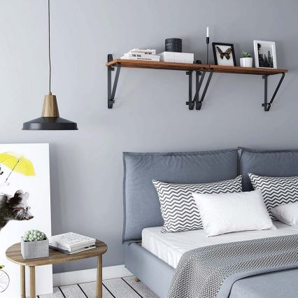 Komplet 2x stenskih polic SHELFY rjava/črna