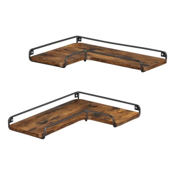 Komplet 2x stenskih polic SHELFY rjave/črne