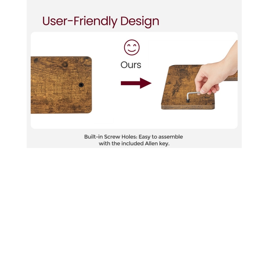 Komplet 2x stenskih polic SHELFY rjave/črne