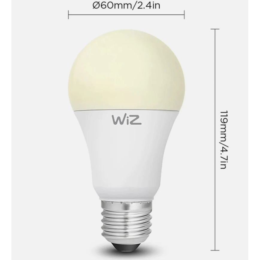 Komplet 2x LED žarnica A60 E27/9W/230V 2700K z zatemnitvijo, Wi-Fi + daljinski upravljalnik - WiZ