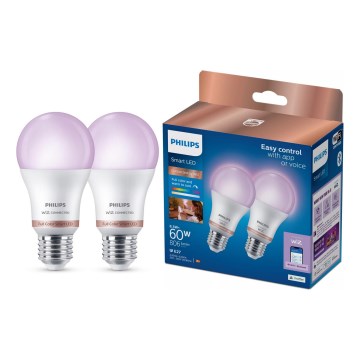 Komplet 2x zatemnljivih LED RGB žarnic Philips SMART A60 E27/8,5W/230V 2200-6500K