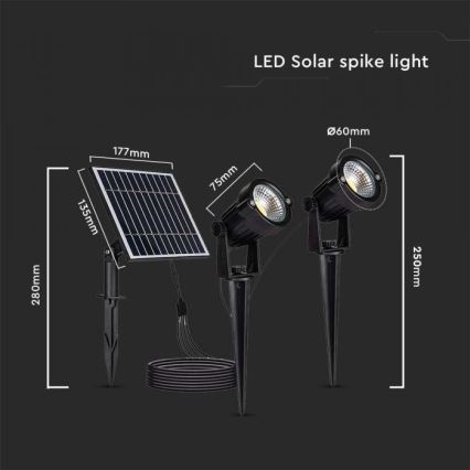 Komplet 2x zunanjih sončnih LED svetilk 2xLED/1,2W/3,7V IP65 3000K 4000 mAh