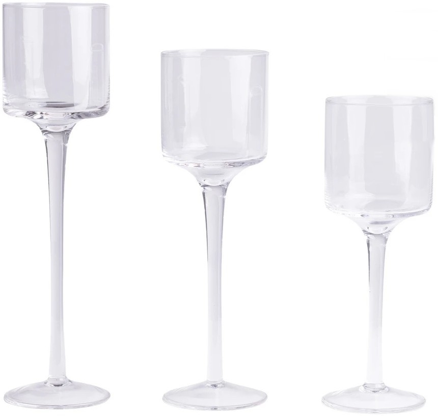 Komplet 3 prozornih svečnikov