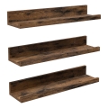 Komplet 3 stenskih polic SHELFY 38x5x10 cm, rjave