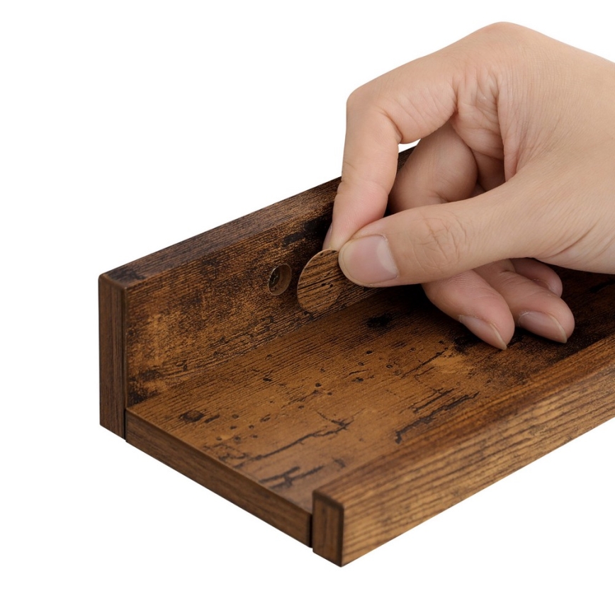 Komplet 3 stenskih polic SHELFY 38x5x10 cm, rjave