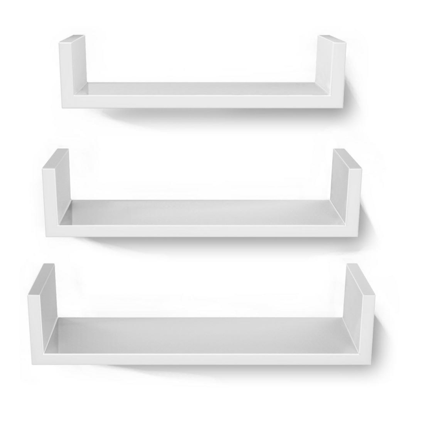 Komplet 3 stenskih polic SHELFY, bele