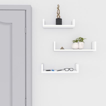 Komplet 3 stenskih polic SHELFY, bele