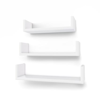 Komplet 3 stenskih polic SHELFY, bele
