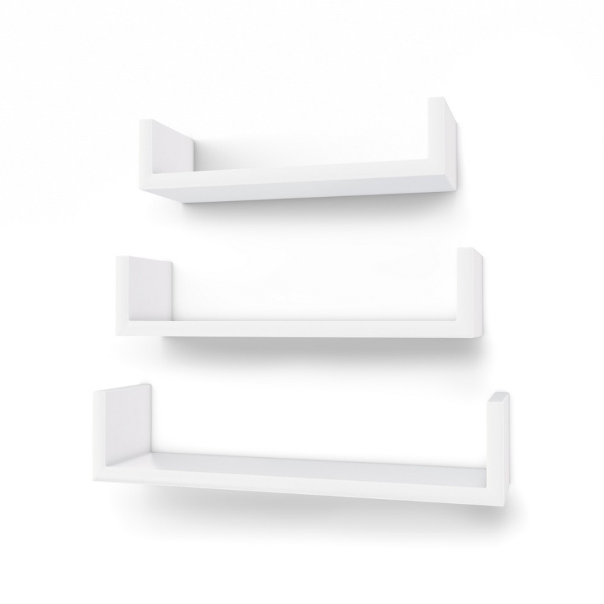 Komplet 3 stenskih polic SHELFY, bele