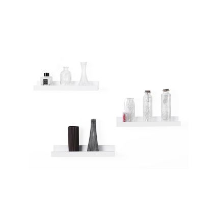 Komplet 3 stenskih polic SHELFY v beli barvi