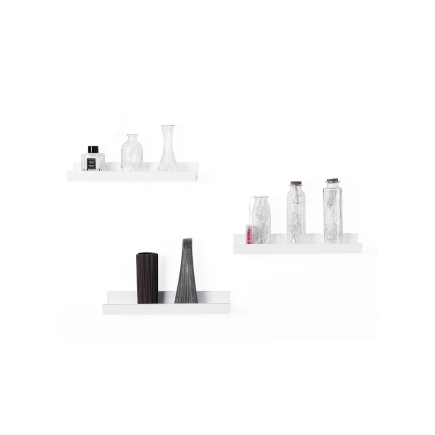 Komplet 3 stenskih polic SHELFY v beli barvi