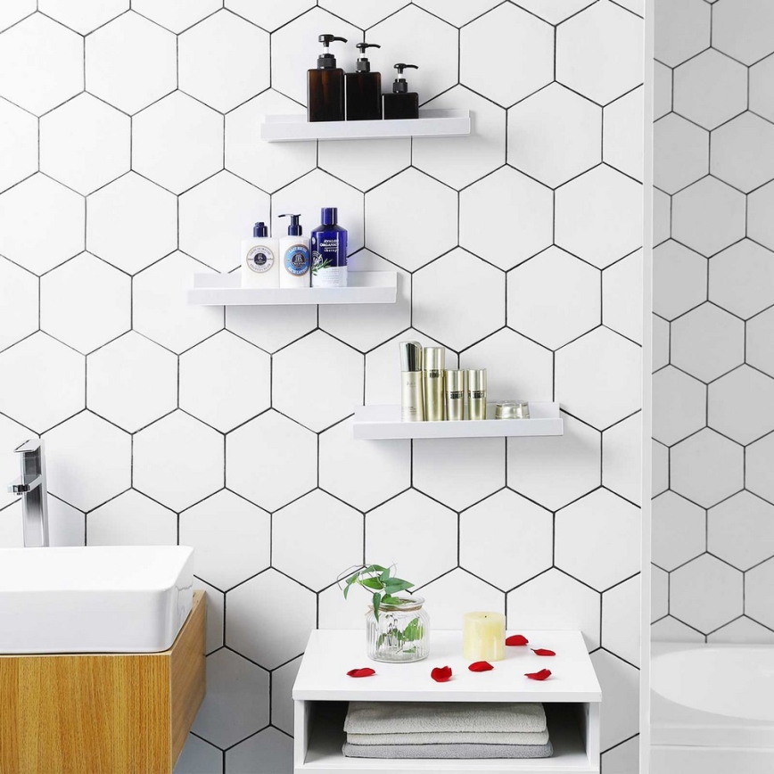 Komplet 3 stenskih polic SHELFY v beli barvi