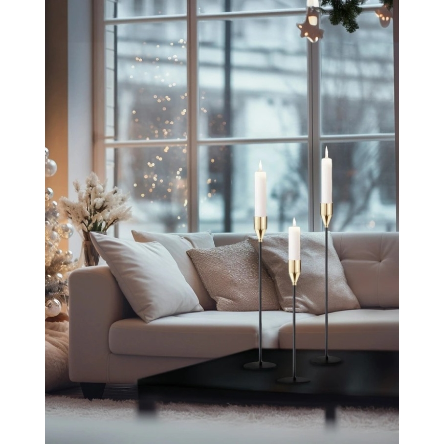 Komplet 3 svečnikov v črno-zlati barvi