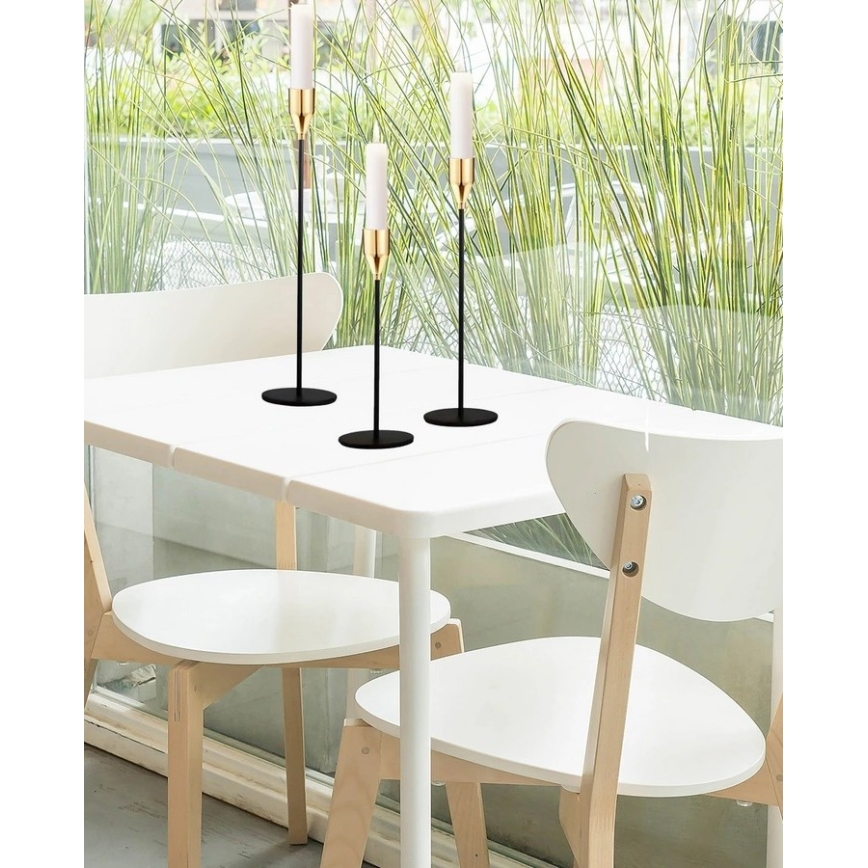 Komplet 3 svečnikov v črno-zlati barvi