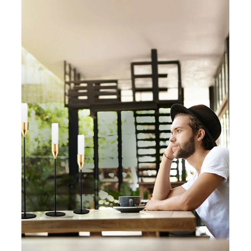 Komplet 3 svečnikov v črno-zlati barvi