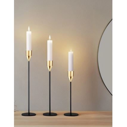 Komplet 3 svečnikov v črno-zlati barvi