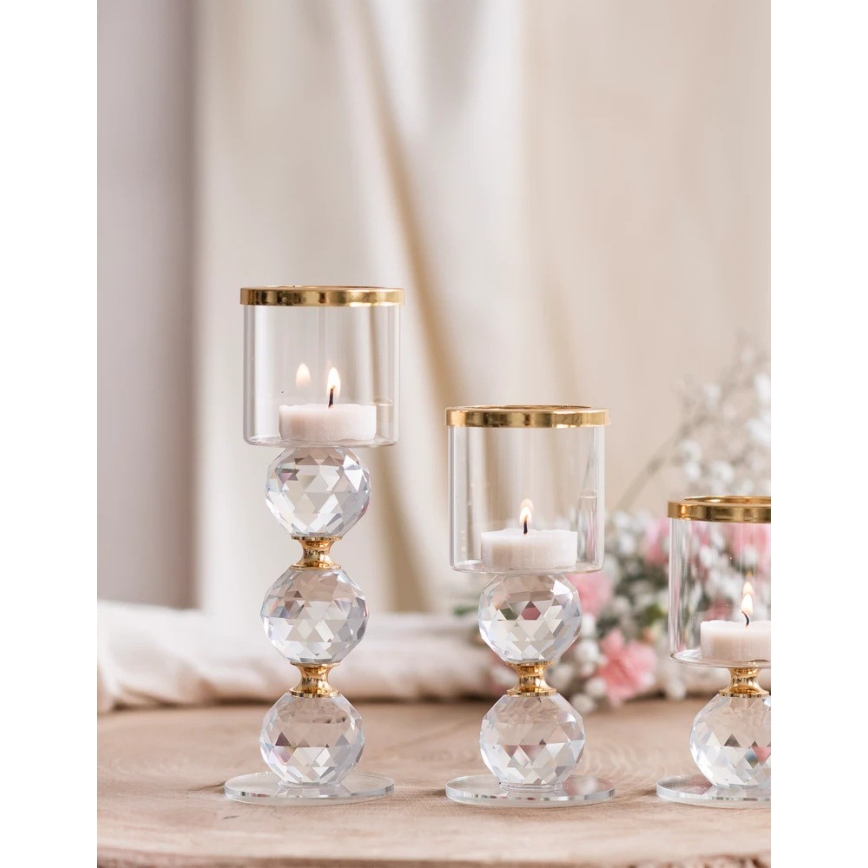 Komplet 3 zlatih svečnikov