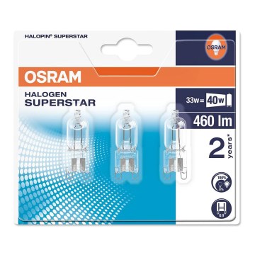 KOMPLET 3x Halogenska žarnica HALOPIN G9/33W/230V 2700K - Osram