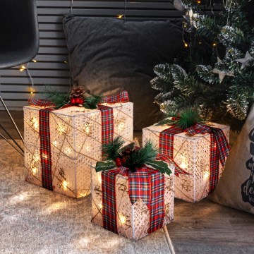 Komplet 3x LED božična darila 48xLED/3,6W/230V IP44 topla bela