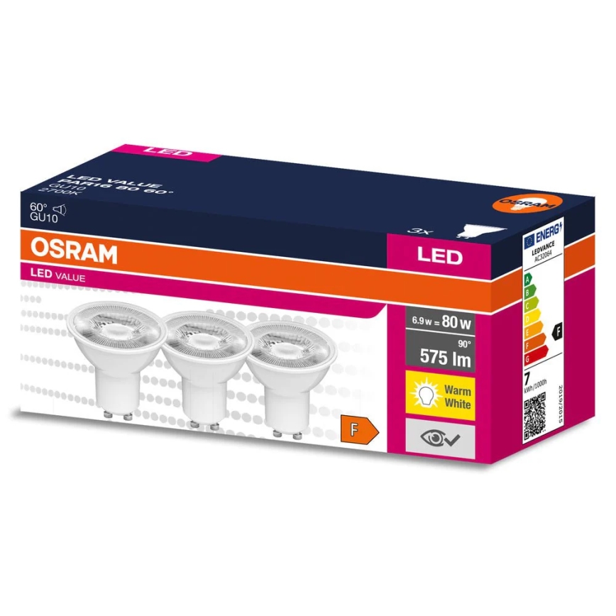 Komplet 3x LED reflektorskih žarnic PAR16 GU10/6,9W/230V 2700K 60° - Osram