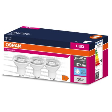 Komplet 3x LED reflektorskih žarnic PAR16 GU10/6,9W/230V 4000K 60° - Osram