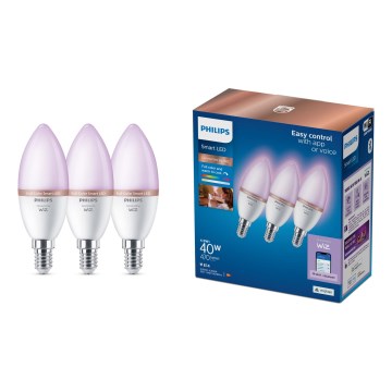 Komplet 3x LED RGB žarnic z možnostjo zatemnitve Philips SMART C37 E14/4,9W/230V 2200-6500K CRI 90