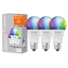 KOMPLET 3x LED RGB Zatemnitvena žarnica SMART+ E27/14W/230V 2700K-6500K Wi-Fi - Ledvance