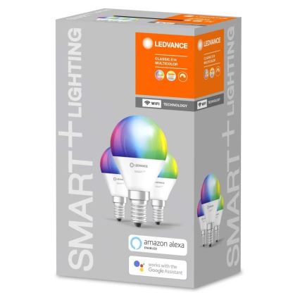 KOMPLET 3x LED RGBW Zatemnitvena žarnica SMART+ E14/5W/230V 2700K-6500K Wi-Fi - Ledvance