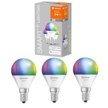 KOMPLET 3x LED RGBW Zatemnitvena žarnica SMART+ E14/5W/230V 2700K-6500K Wi-Fi - Ledvance