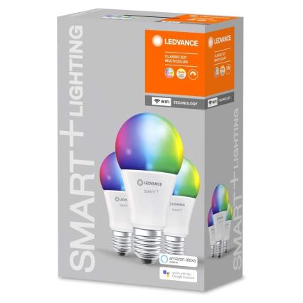 KOMPLET 3x LED RGBW Zatemnitvena žarnica SMART+ E27/9,5W/230V 2700K-6500K Wi-Fi - Ledvance