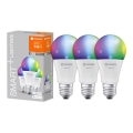 KOMPLET 3x LED RGBW Zatemnitvena žarnica SMART+ E27/9,5W/230V 2700K-6500K Wi-Fi - Ledvance