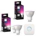 Komplet 3x LED RGBW zatemnljiva žarnica Philips Hue White and Color Ambiance GU10/4,2W/230V 2000-6500K + Hue Bridge