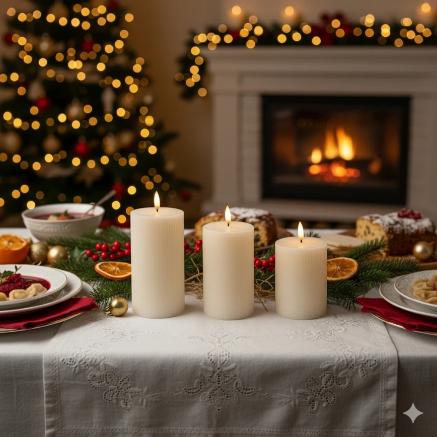 Komplet 3x LED sveč BRILLO LED/3xAAA, kremne, z daljinskim upravljalnikom