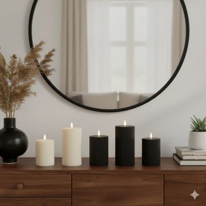 Komplet 3x LED svečke BRILLO LED/2xAA črne + daljinski upravljalnik